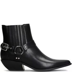 NWOT BIBI LOU Anthropoligie Black Texan Leather Ankle Boot Size EU 40 - US 9-9.5